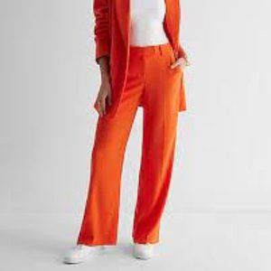 Express Editor Orange Mid Rise Relaxed Trouser Pant Size 12